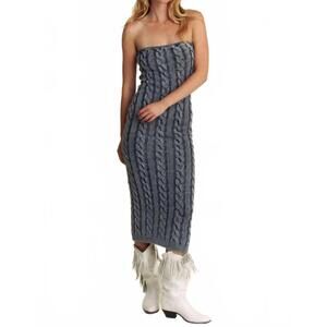 NEW HERS & MINE denim sweater dress in gray